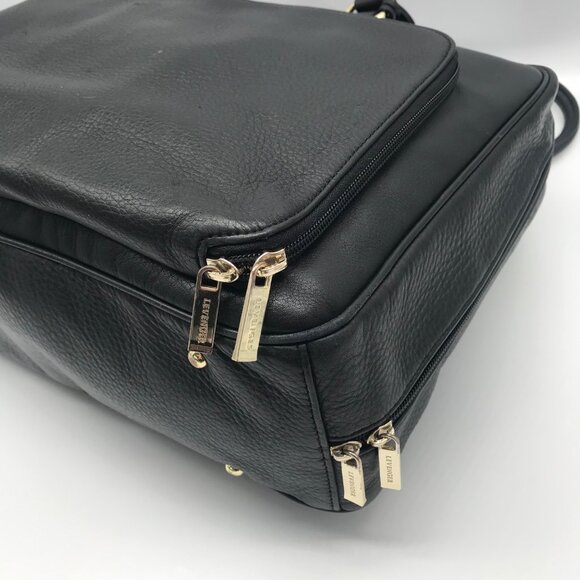 Levenger Black Pebbled Leather Laptop Tote Bag - Picture 7 of 16